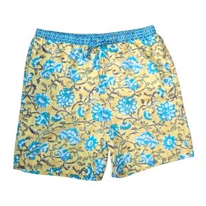 Sundance Floral Yellow and Blue Cotton Shorts